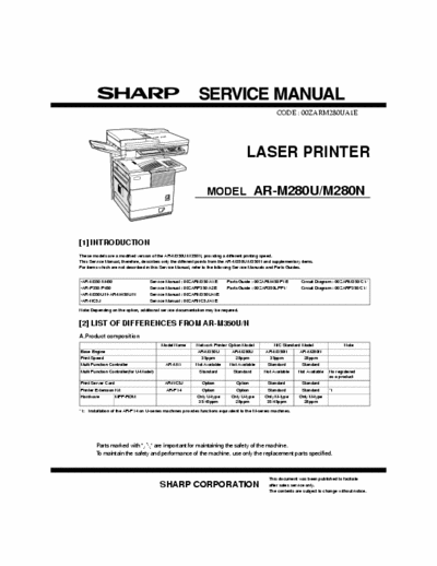 sharp ARM280 manual service SHARP ARM280